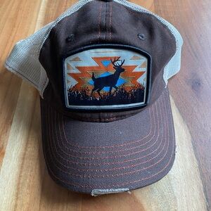 Brown Mesh Trucker Hat with Deer Patch